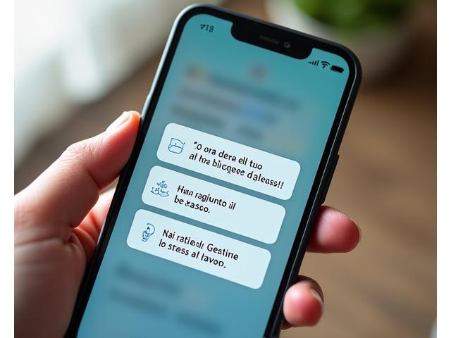 Esempi di notifiche smart dell'app Cronache di Vita su uno smartphone, che mostrano promemoria per l'idratazione e l'attività fisica.