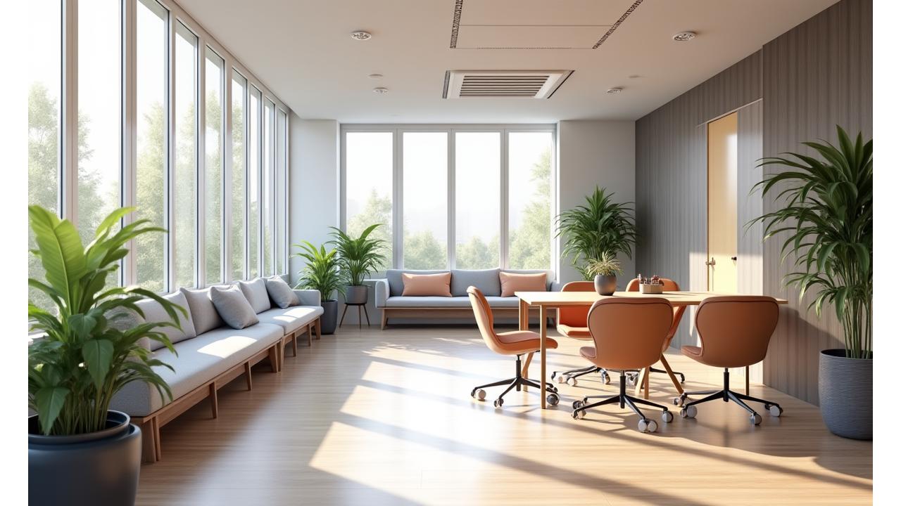 Design interno moderno e accogliente degli uffici Cronache di Vita a Milano, con spazi luminosi e verdi