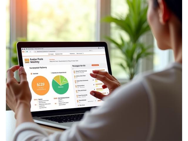 Immagine di una persona che interagisce con un'interfaccia digitale che mostra un piano di allenamento o dieta personalizzato
