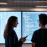 Team di sviluppo in un ambiente di co-working moderno, rappresentando l'expertise in tech e UX