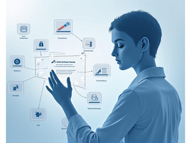 Illustrazione elegante che rappresenta un utente che interagisce con un pannello di controllo digitale, simboleggiando la gestione dei propri diritti GDPR, con icone come accesso, rettifica, cancellazione e portabilità.
