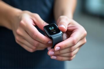 Una persona che sistema un fitness tracker al polso.