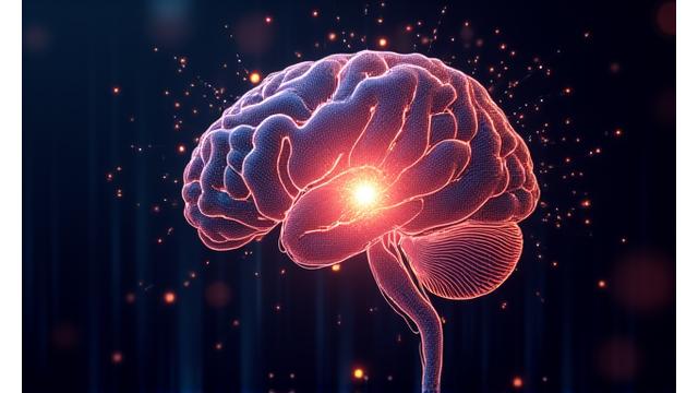 Visualizzazione stilizzata di un cervello digitale e dati interconnessi che analizzano le informazioni sulla salute.